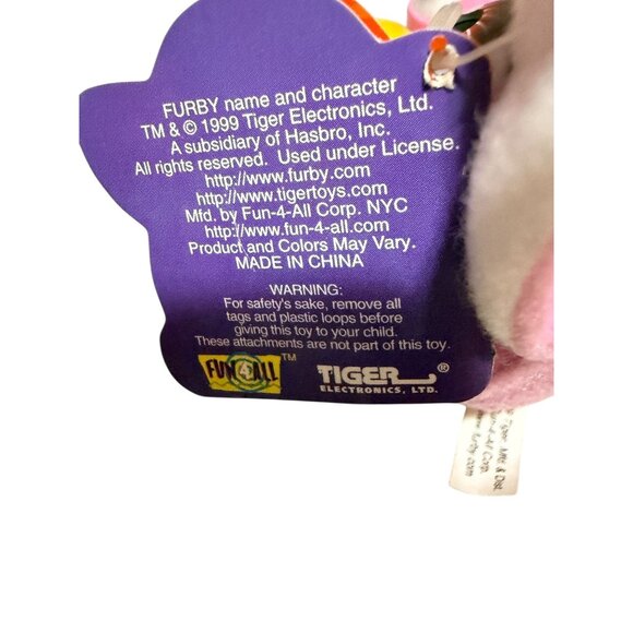 Vtg 1999 Tiger Electronics Talking Furby Mini Clip-on Keychain Pink White Works - Picture 4 of 6
